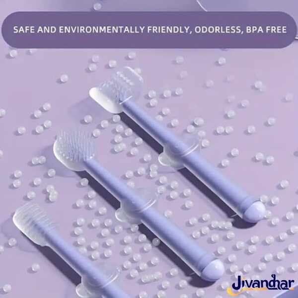 3-Step Baby Silicone Toothbrush Set – U-Shaped Toothbrush & Tongue Cleaner with Travel Case