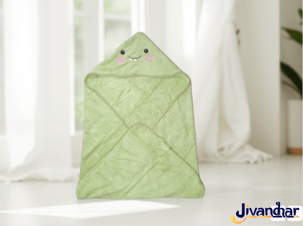 Ultra-Soft Cartoon Hooded Baby Towel – 100% Cotton, Absorbent (0-3 Years)