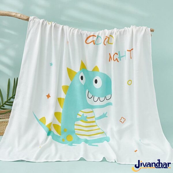 2-Layer Bamboo cotton Muslin Swaddle Wrapper Blanket for Babies / All Season Ultra Soft Breathable Hypoallergenic Anti-Bacterial Shawl- 110 X 110 cm