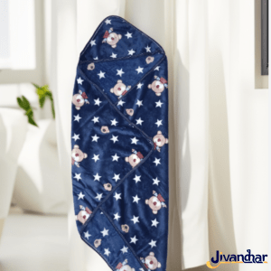 Printed Velvet Baby Hooded Wrapper – Double Layer Warmth for Newborns