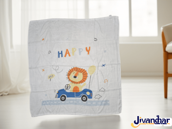2-Layer Bamboo cotton Muslin Swaddle Wrapper Blanket for Babies / All Season Ultra Soft Breathable Hypoallergenic Anti-Bacterial Shawl- 110 X 110 cm