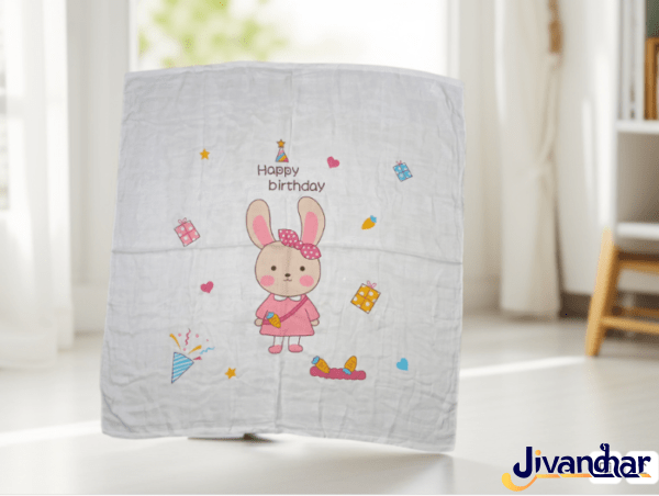 2-Layer Bamboo cotton Muslin Swaddle Wrapper Blanket for Babies / All Season Ultra Soft Breathable Hypoallergenic Anti-Bacterial Shawl- 110 X 110 cm