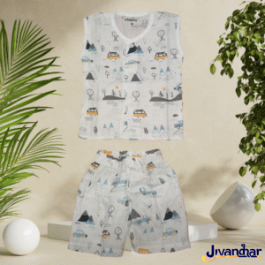 Baby sleeveless Jabla Shorts Set | 100% Muslin (0–24M)
