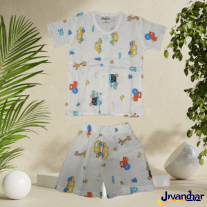 2-Piece Muslin Jabla Shorts Set | Half Sleeve Baby Combo (0–24M)