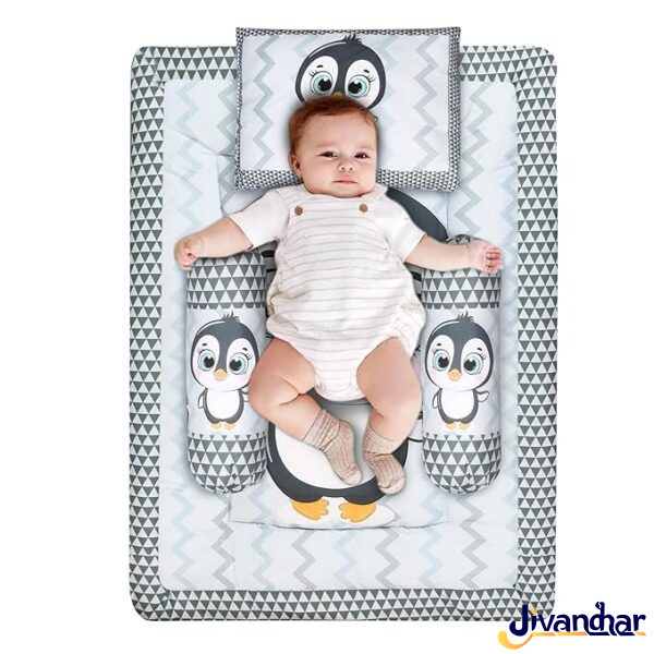 Baby Mattress Set with 3 Pillows | Cotton Cartoon Bedding for 0–1 Year 50x70cm