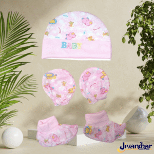 3-Piece Cotton Baby Set | Cap, Mittens & Booties (0–6M) Unisex Gift