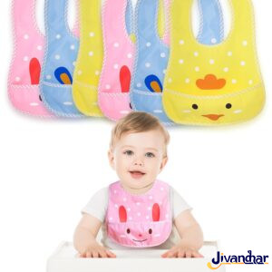 Waterproof Baby Bibs with Pocket – Easy to Clean & Adorably Designed Waterproof – Pack of 3
