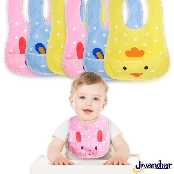 Waterproof Baby Bibs with Pocket – Easy to Clean & Adorably Designed Waterproof – Pack of 3