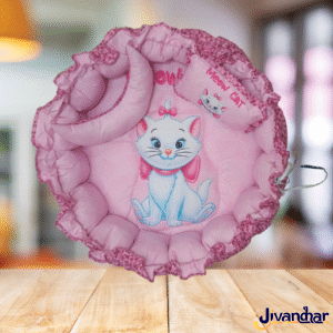 Round Baby Tub Bed | Foldable with Thick Base, Mosquito Net & Pillow